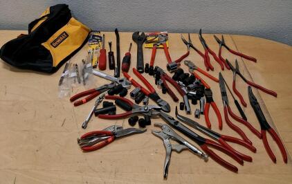 Comprehensive Hand Tool Set with DeWalt Bag, MAC Pliers, Sockets, and Screwdrivers