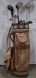Vintage Mixed-Brand Men's Right-Handed Golf Club Set with Leather Carry Bag