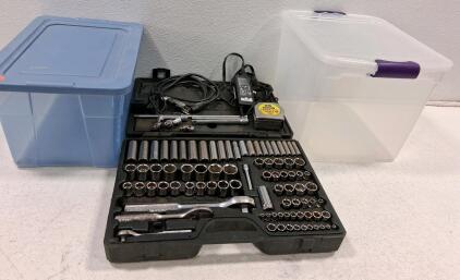 Comprehensive Socket/Wrench Tool Set with Accessories, 50+ Pieces, 1/4" & 3/8" Drive