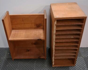 Wooden Storage Shelves with Multiple Compartments and Natural Finish