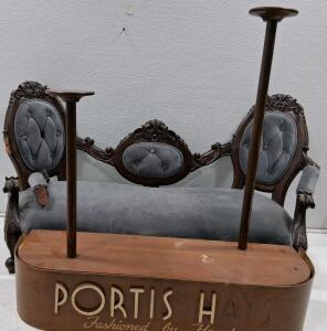 Vintage Portis Hats Wooden Store Display Hat & Coat Rack 1940s-50s, Original Branded Fixture