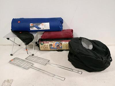Camping Set: Ozark Trail 10x8 Dome Tent, Glacier's Edge Self-Inflating Pad, Table & Cooking Gear