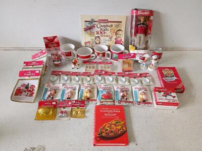 Massive Campbell Kids & Campbell&rsquo;s Soup Collectibles Lot: Barbie, Magnets, Mugs, 100th Bday, Minis