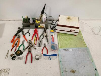 Inland Glass Grinder Wizling CG + Cricut Cutting Mats, Soldering Iron, Pliers, Tool Lot