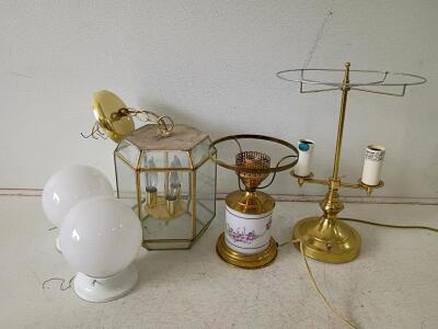 Vintage Electric Light Fixtures and Lamp Bases Bulk Lot (4 pcs, Mixed Styles)