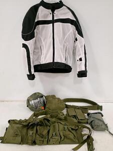 BILT Mesh Motorcycle Jacket, Tactical Vest Set, Camo Mask, Pouches, Mixed Outdoor Gear Lot