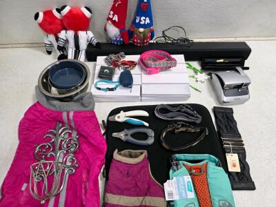 Assorted Dog Accessories Lot &ndash; XS Outward Hound Life Jacket, Jackets, Bowls, Collars, & More