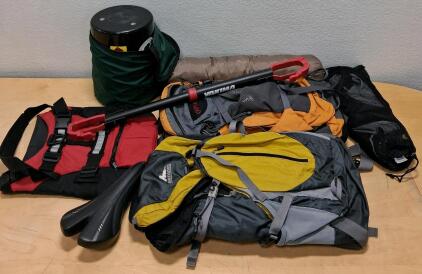 Gregory & Osprey Backpacks, Yakima Lock Bar, Bear Canister, Sleeping Bag, Cycling Gear Lot