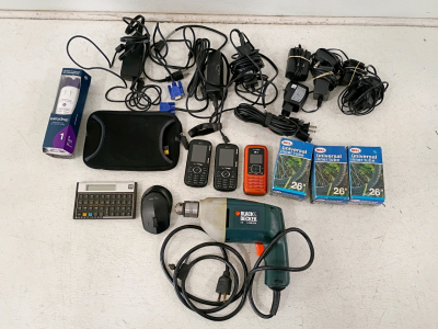 Mixed Electronics Lot: LG Phones, Black & Decker Drill, HP 11C Calculator, Everydrop Filter, More