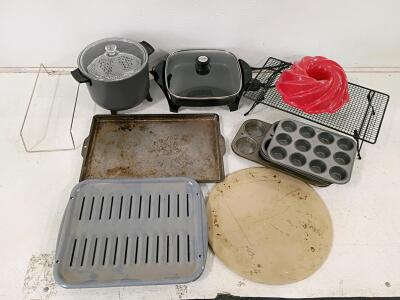 Assorted Used Kitchen Bakeware & Cookware Lot with Electric Appliances (Presto, EKCO, etc.)