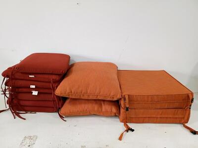 11 Piece Patio Cushion Set, Orange & Red, Chair/Deep Seat Back and Seat Cushions with Ties