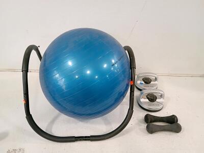 Gold's Gym Fitness Accessory Set: Stability Ball, Push-Up Grips, Ab Roller, Bars