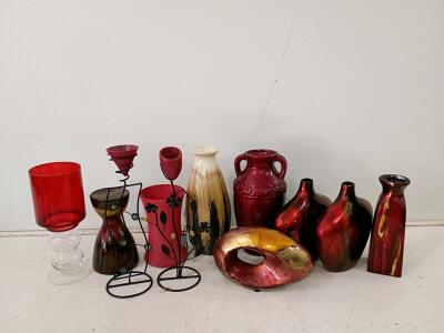 Mixed Decorative Vases & Candle Holders Lot &ndash; Glass, Ceramic, Metal, Modern Artistic Styles &ndash; 11 pcs