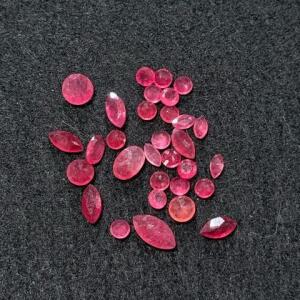 Bright Pink Faceted Gemstones Lot &ndash; 24 Pieces, Mixed Shapes, 2&ndash;6mm, Transparent, Vivid Color
