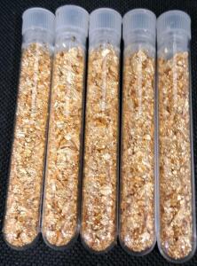 Set of 5 Glass Vials with Gold Flakes