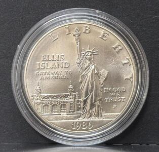 1986 Liberty Silver Dollar Commemorative, Statue of Liberty Centennial, Box & COA, Philadelphia Mint