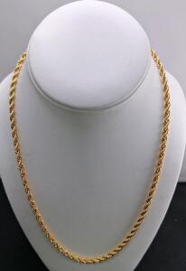 14K Yellow Gold Rope Chain Necklace