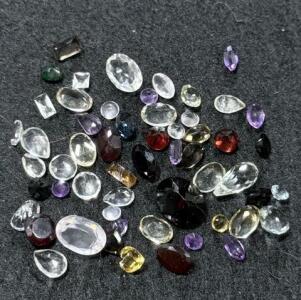Mixed Lot 50 Loose Faceted Gemstones &ndash; Multi-Color, Assorted Shapes, Approx. 3&ndash;12mm, 25&ndash;40ct