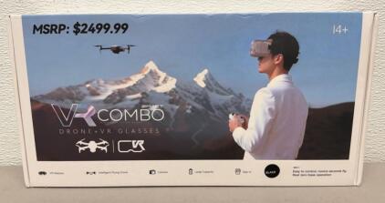 VR Drone Combo Kit with 720p HD Camera, Foldable Quadcopter, Remote, VR Headset, Black, <250g