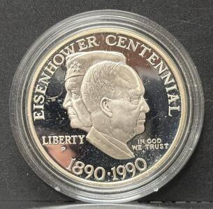 1990 Eisenhower Centennial Silver Dollar, 90% Silver, Proof-Like Condition