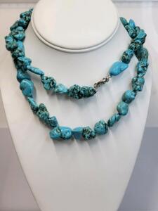 32" Blue Turquoise Stone Necklace