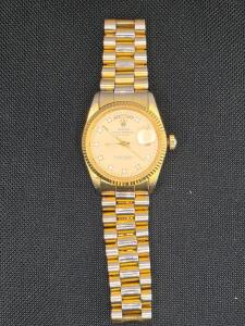 Rolex Day-Date 36mm Yellow Gold President Watch, Diamond Markers, Two-Tone Bracelet ( Unverified)