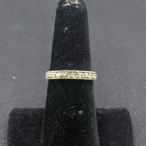14K Yellow Gold Channel-Set Diamond Band Ring, 10 Stones, Round-Cut, Classic Design