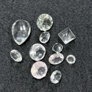 50 Carat Lot of Mixed Faceted Quartz Gemstones &ndash; 10 Pieces, Various Shapes and Sizes
