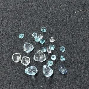 Mixed Parcel of 18 Faceted Blue Gemstones, Various Shapes, Estimated 3&ndash;10 mm Sizes