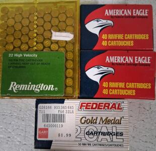 Mixed Lot of .22 LR Ammunition: Remington, Federal American Eagle, Gold Medal, Approximately 200 Rounds