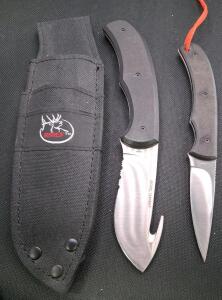 RMEF ESTARNET Fixed-Blade Hunting Knife Set with Sheath, Stainless Steel Blades, Gut Hook