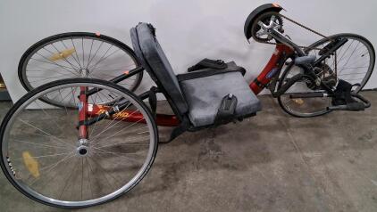 Top End Recumbent Handcycle, Aluminum Frame, 26" Wheels, Adjustable Seat, 27-Speed, Red