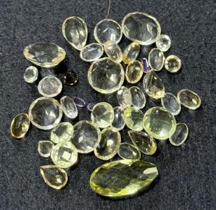 Faceted Citrine Yellow Quartz Gemstone Lot, 37 Stones, Mixed Shapes, ~20&ndash;25 Carats, Jewelry Quality