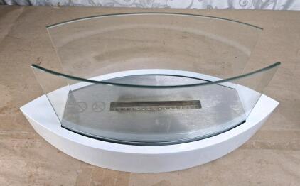 (1) Tabletop Ethanol Firepit, White Finish W/ (2) Glass Guards & 2.5-Liters Of Nu-Flame Fuel