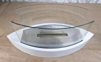 (1) Tabletop Ethanol Firepit, White Finish W/ (2) Glass Guards & 2.5-Liters Of Nu-Flame Fuel