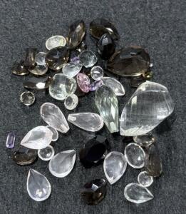 Mixed Lot 38 Faceted Quartz Gemstones - Pear, Round, Oval Cuts, 3-16mm, 100-150 ctw Approx