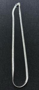 Sterling Silver Flat Herringbone Chain Necklace, 18in Length, 3mm Width, Lobster Claw Clasp, 925 Marked