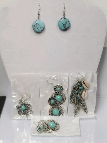 (5) Assorted Turquoise Dangling Earrings