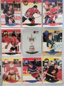 1990-91 Pro Set NHL Hockey Cards Lot, Brett Hull Goal Leader, King Clancy Trophy, 9 Cards