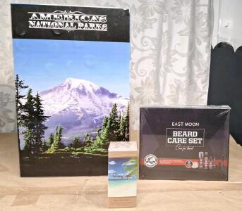 (1) America's National Park Quarter Map Book, (1) East Moon Beard Care Set & (1) Panama Jack - Island Cove Unisex Eau de Toilette Spray 3.4 oz.