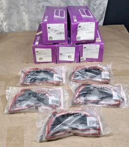 (5) 5-Count Boxes Of 3M 716D Regalite Resin Bond Cloth Sanding Belts, 80-Grit, 4" x 21-3/4" & (5) Pair Of Willson Millennial Safety Glasses, Style 8262, Burgundy Grey