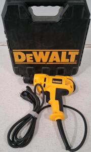 DEWALT DW235G 1/2" Corded Drill, 7.8A, 0-850 RPM, Variable Speed, Reversible, with Carry Case (Turns On)