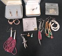 Assorted Mixed Costume Jewelry Lot, Earrings, Rings, Boxes Included