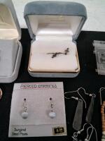 Assorted Mixed Costume Jewelry Lot, Earrings, Rings, Boxes Included - 2