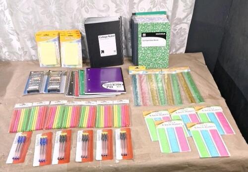 (4) Spiral Notebooks, (26) Assorted Composition Notebooks, (6) Packs Of Sticky Notes & More