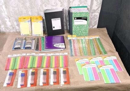 (4) Spiral Notebooks, (26) Assorted Composition Notebooks, (6) Packs Of Sticky Notes & More