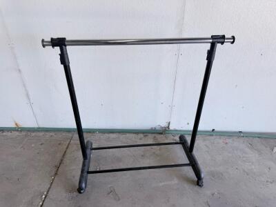 Adjustable Rolling Garment Rack, Single Bar, Black/Silver, 33x17x37&ndash;62 in, Metal/Plastic