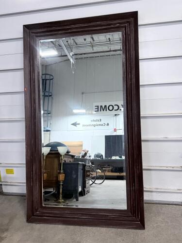 Large Rectangular Wall Mirror, Dark Wood Frame, 72"x42", Modern Style