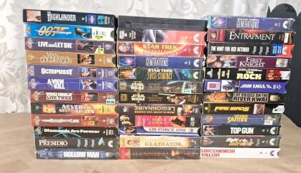Lot Of (30+) VHS Movies Including James Bond, Star Trek & Star Wars