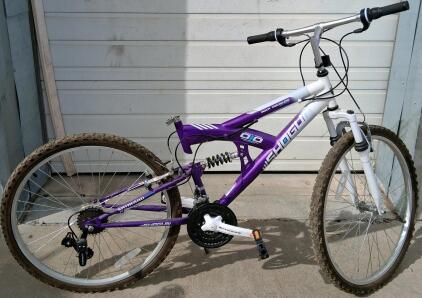 Shogun Rock Mountain 010 Full Suspension 26" Mountain Bike, Shimano 18-Speed, Purple/White